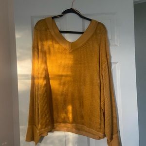 We The Free mustard yellow waffle knit top